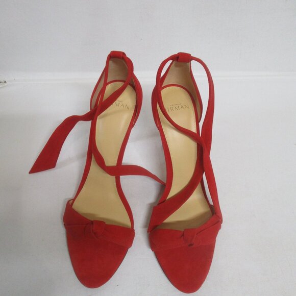 ALEXANDRE BIRMAN red suede open toe tie ankle strap high stiletto heel shoes - Picture 2 of 7